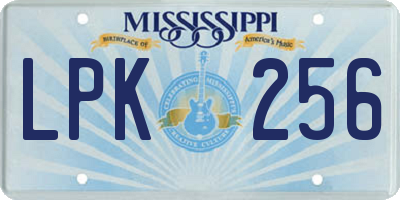 MS license plate LPK256