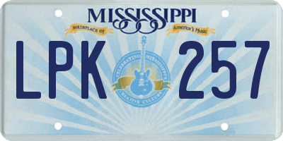 MS license plate LPK257