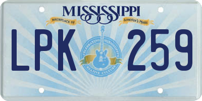 MS license plate LPK259