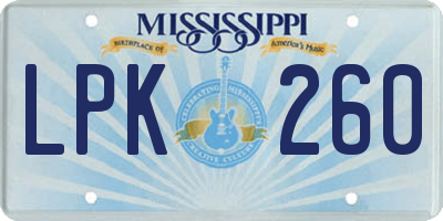 MS license plate LPK260