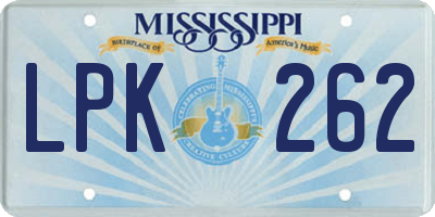 MS license plate LPK262