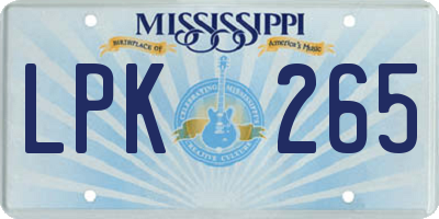 MS license plate LPK265