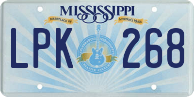 MS license plate LPK268