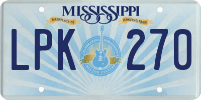 MS license plate LPK270