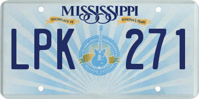 MS license plate LPK271