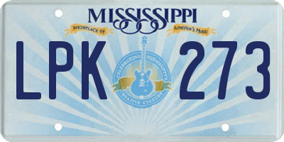 MS license plate LPK273