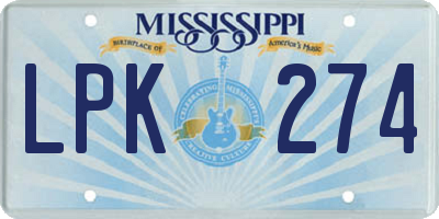 MS license plate LPK274