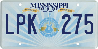 MS license plate LPK275