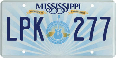 MS license plate LPK277