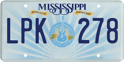 MS license plate LPK278