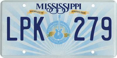 MS license plate LPK279