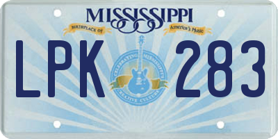 MS license plate LPK283