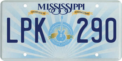 MS license plate LPK290