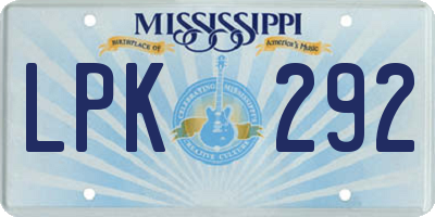 MS license plate LPK292