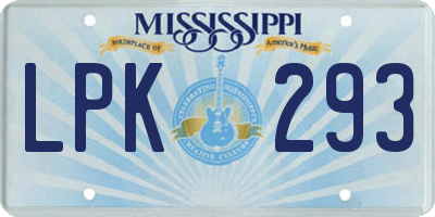 MS license plate LPK293