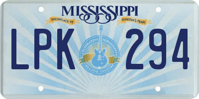 MS license plate LPK294