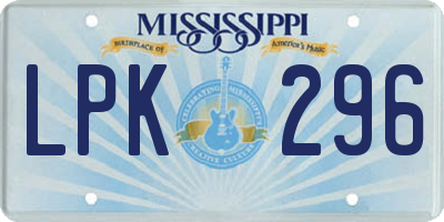 MS license plate LPK296
