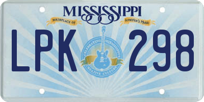 MS license plate LPK298