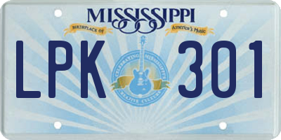 MS license plate LPK301