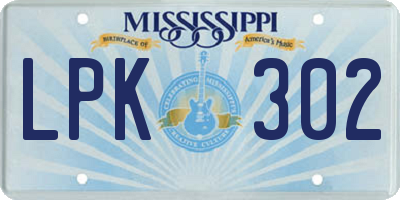 MS license plate LPK302