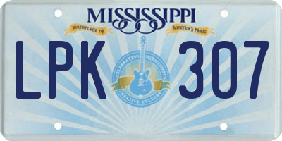 MS license plate LPK307