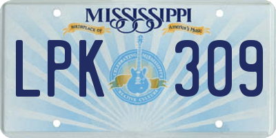 MS license plate LPK309