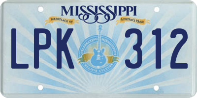 MS license plate LPK312