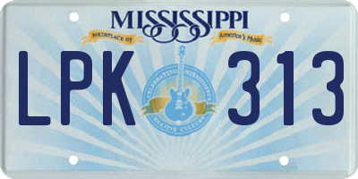 MS license plate LPK313