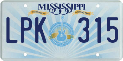 MS license plate LPK315