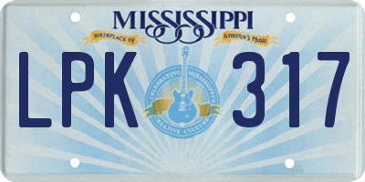 MS license plate LPK317