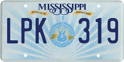 MS license plate LPK319