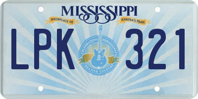 MS license plate LPK321