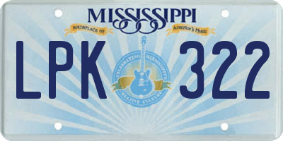 MS license plate LPK322