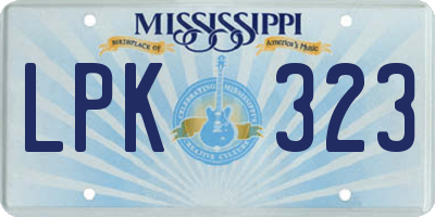 MS license plate LPK323