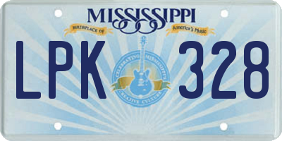 MS license plate LPK328
