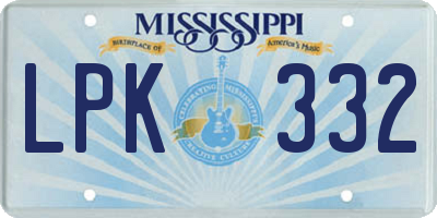 MS license plate LPK332