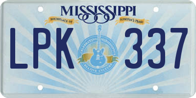 MS license plate LPK337