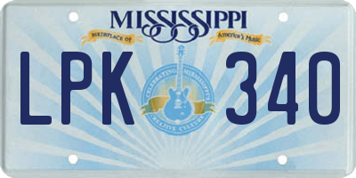 MS license plate LPK340