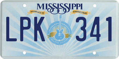 MS license plate LPK341