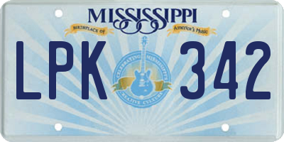 MS license plate LPK342