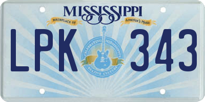 MS license plate LPK343
