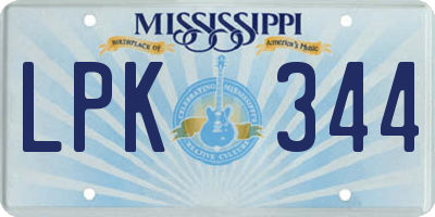 MS license plate LPK344