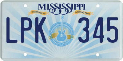 MS license plate LPK345