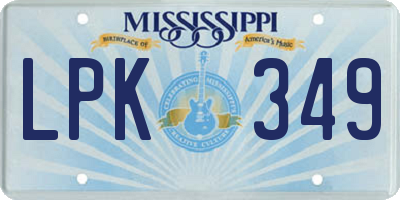MS license plate LPK349