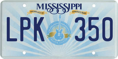 MS license plate LPK350