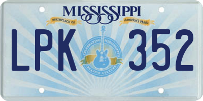 MS license plate LPK352