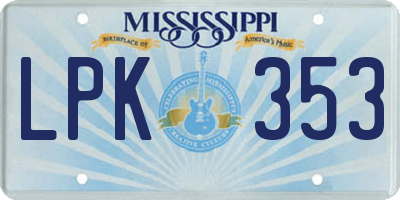 MS license plate LPK353