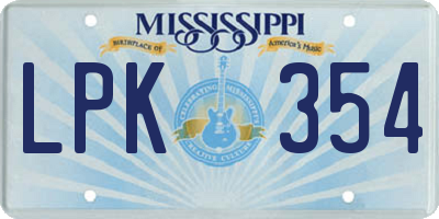 MS license plate LPK354