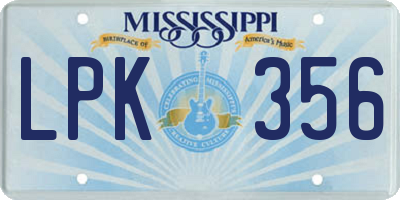 MS license plate LPK356