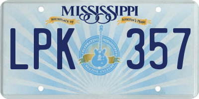 MS license plate LPK357